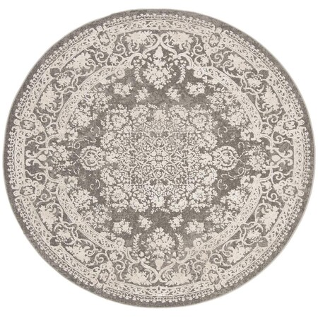 Safavieh Reflection Power Loomed Round Area Rug; Dark Grey & Cream - 6 ft.-7 in. x 6 ft.-7 in. RFT664B-7R